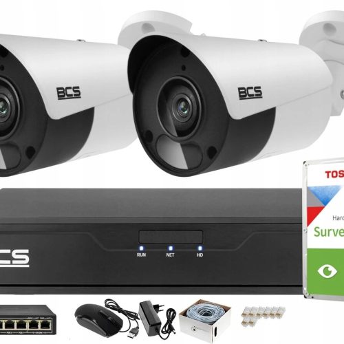 Zestaw monitoringu dom firma 2 kamery 5MPx BCS-P-T...