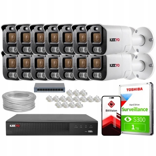 Zestaw monitoringu firmy IP KEEYO 14x LV-V-IP5M25T...