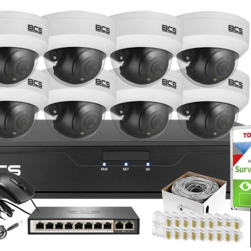 Zestaw do monitoringu dom sklepu IP 8x BCS-P-DIP15...