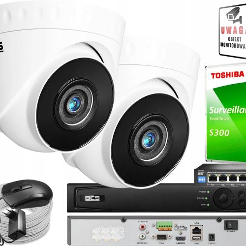 Zestaw monitoringu dom firma 2x kamera BCS-V-EIP15...