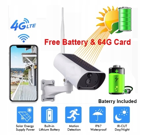 KAMERA SOLARNA GSM 3G 4G +PANEL SOLARNY+ karta SIM_`_`!_!`