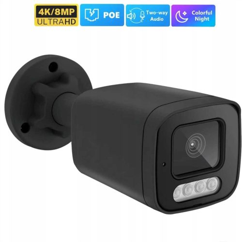CZARNA KAMERA TUBOWA G-VISION IP 8MPX 2,8mm AUDIO KOLOROWY OBRAZ NOCĄ h265+