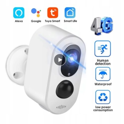 Kamera na kartę 4G GSM SIM zewnętrzna ALARMY AKKU