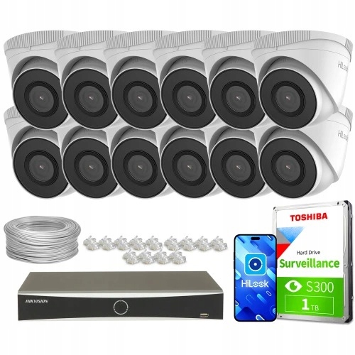 Zestaw monitoringu domu firma sklep kamera 12x IPC...