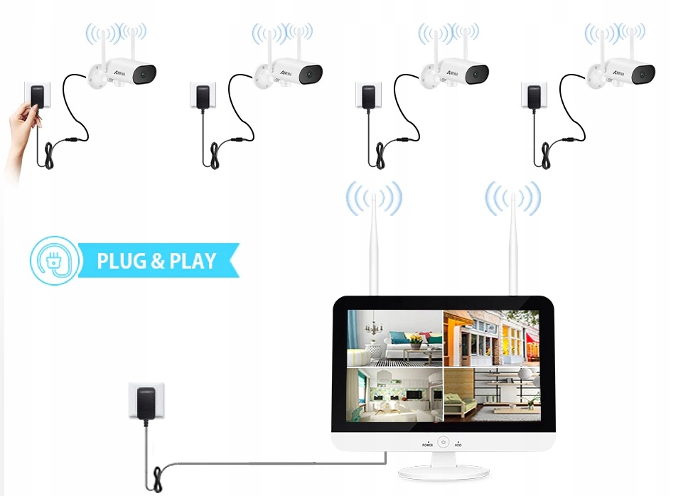 ZESTAW KAMER OBROTOWYCH WIFI Z MONITOREM LCD 3mpx - obrazek 2