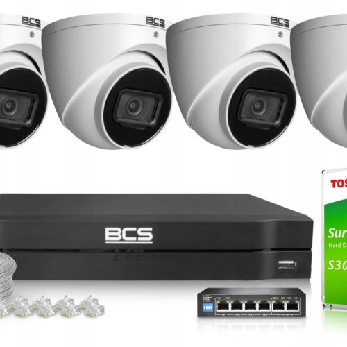 Zestaw monitoringu dom firma kamery IP 4x BCS-L-EI...