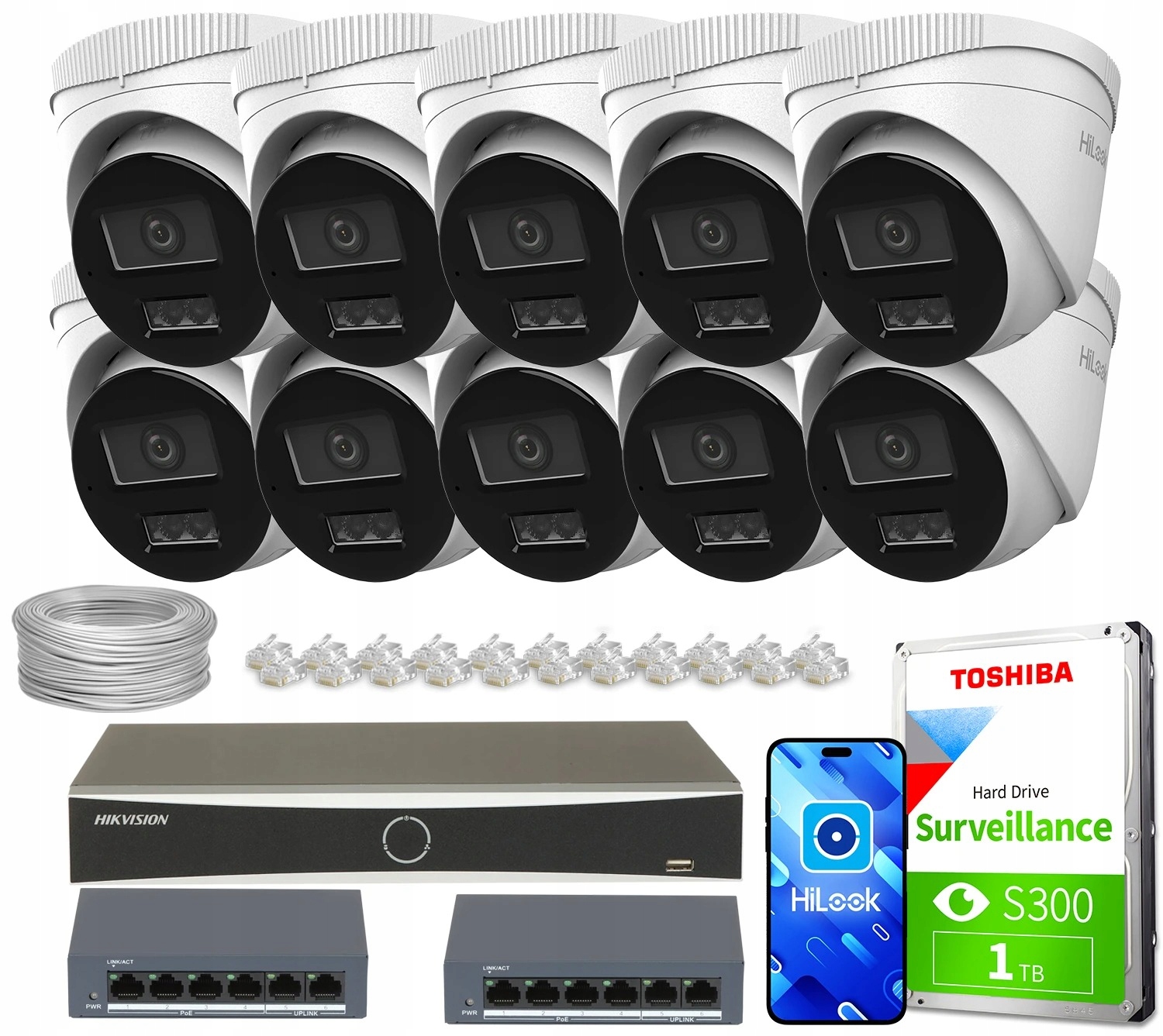 Zestaw Monitoringu dom firma 10x IPCAM-T4-30DL 4MPx Dual-Light audio switch