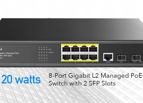 SWITCH PoE+ Zarządzalny L2 GS2008PS2 120W 2xSFP G...