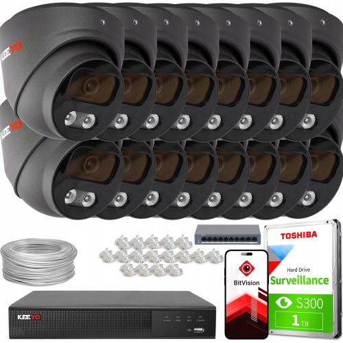 Zestaw do monitoringu Keeyo LV-V-NVR-16CH-8P + LV-...