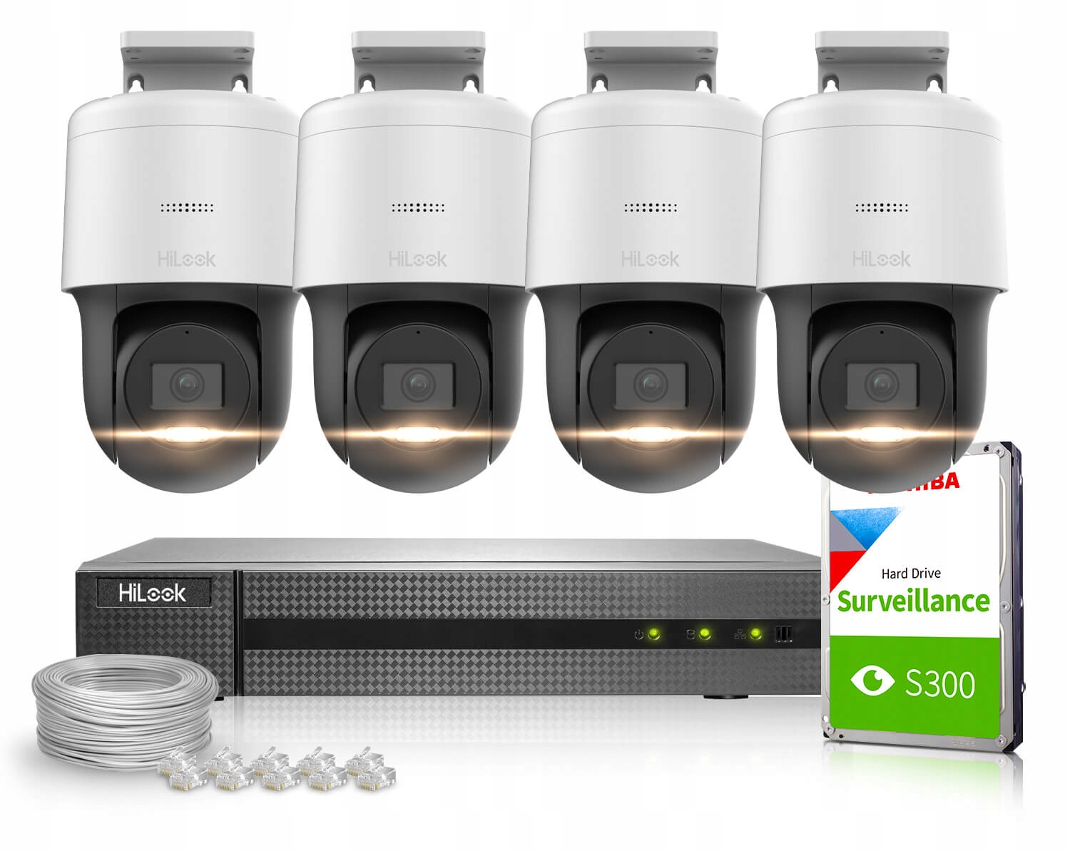 Zestaw do monitoringu HiLook NVR-4CH-4MP/4P + PTZ-N2MP(4x) +1TB+ (20m)UTP