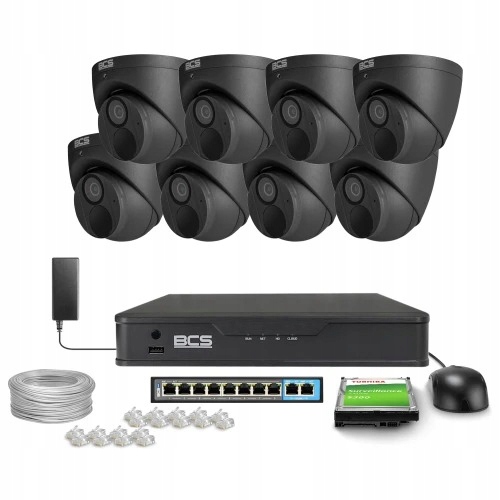 Zestaw monitoringu dom firma 8x BCS-P-EIP28FWR3-AI...
