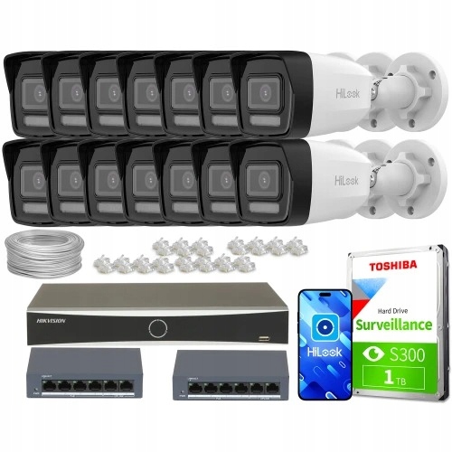 Zestaw do monitoringu firmy 14x IPCAM-B4-30DL 4MPx...
