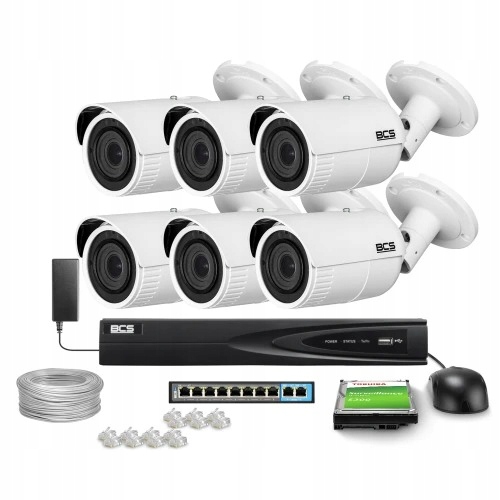 Zestaw monitoringu dom firma kamera 6x BCS-V-TIP44...