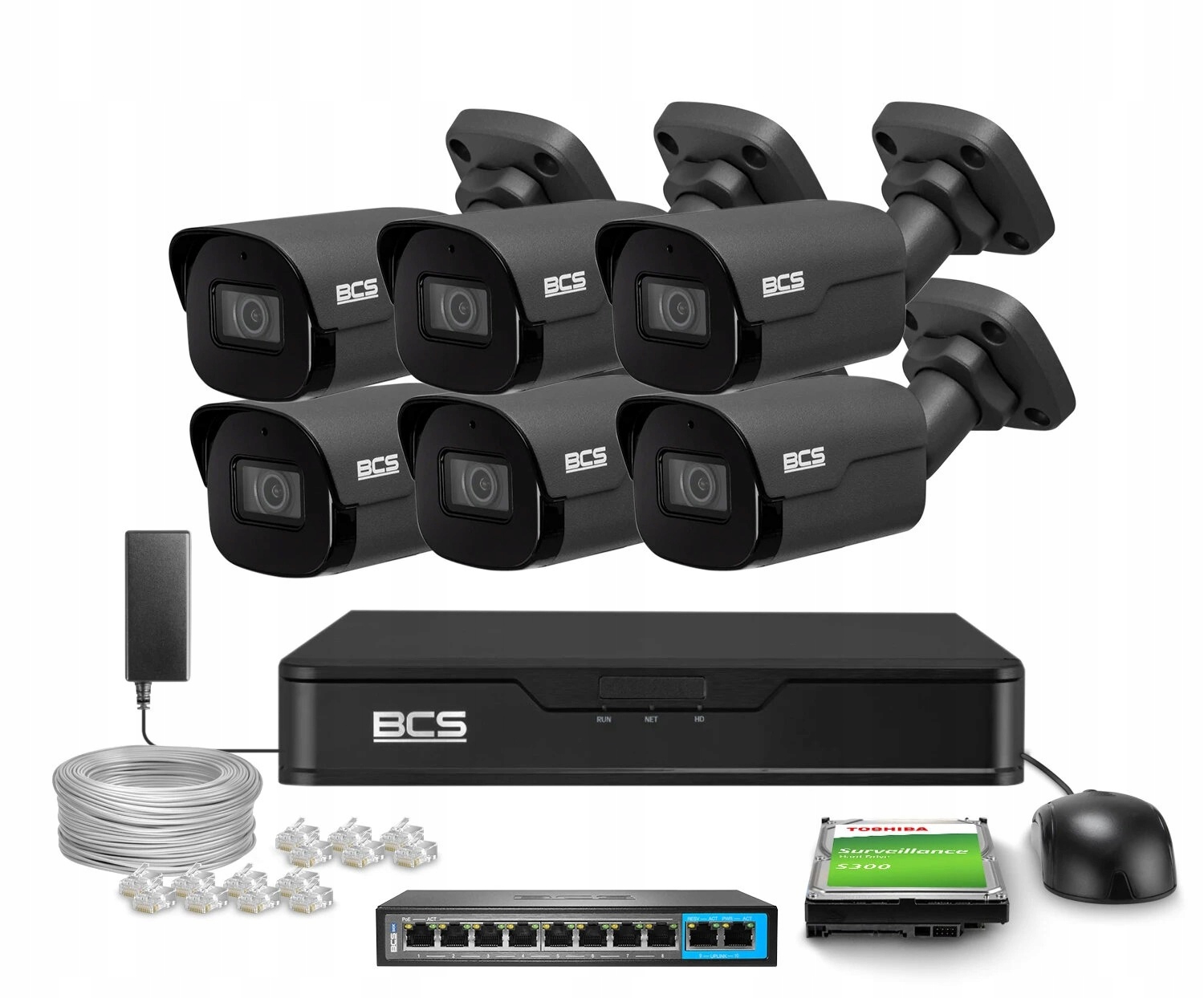 Zestaw monitoringu dom firma IP 6x BCS-P-TIP25FSR4-AI2-G 5Mpx mikrofon