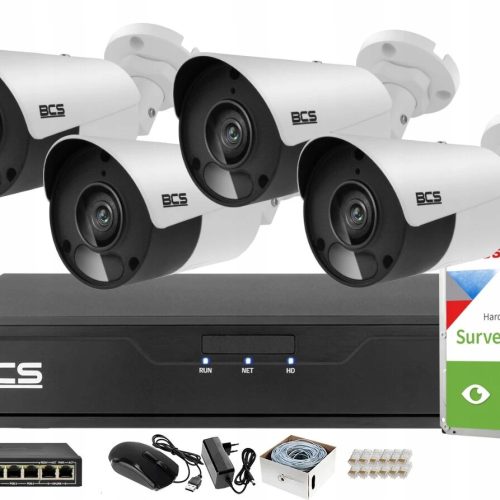 Zestaw monitoringu dom firma 4 kamery BCS-P-TIP15F...