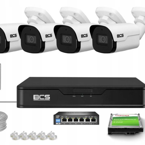 Zestaw monitoringu dom firma kamery IP 4x BCS-P-TI...