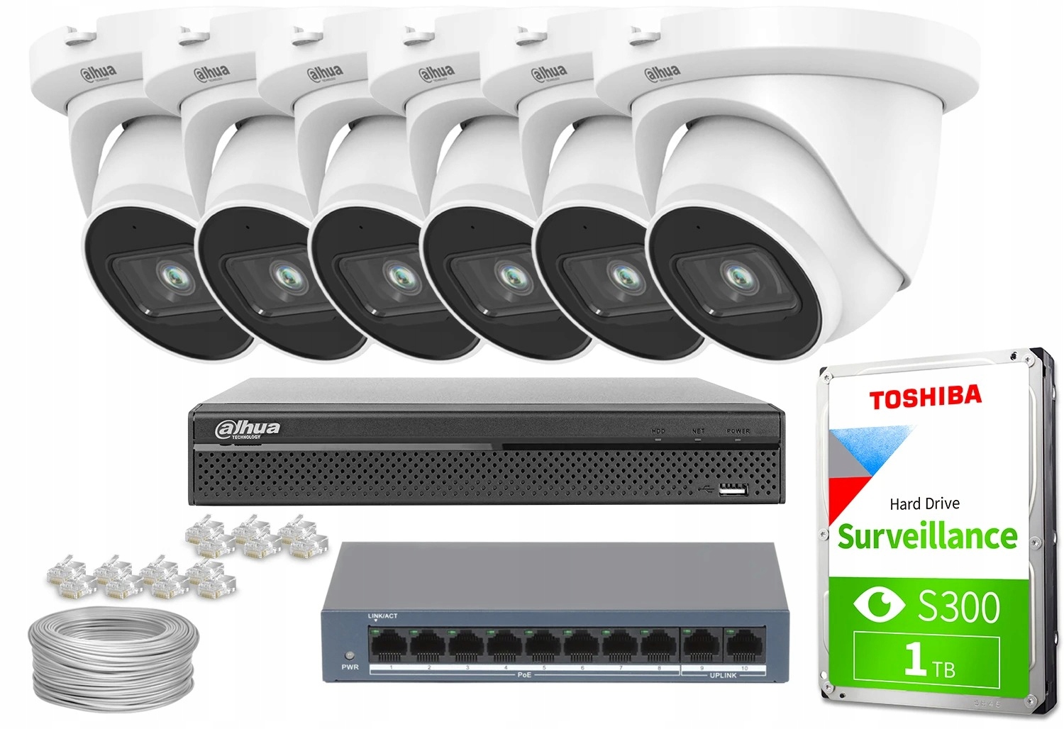 Zestaw monitoringu domu firmy IP 6x IPC-HDW2541TM-S-0280B 5Mpx mikrofon