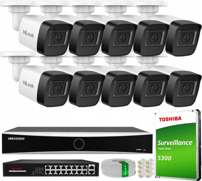 Zestaw do monitoringu dom kamera zewnętrzna IP 10x IPC-B141H-C 4MPx IR 20 m
