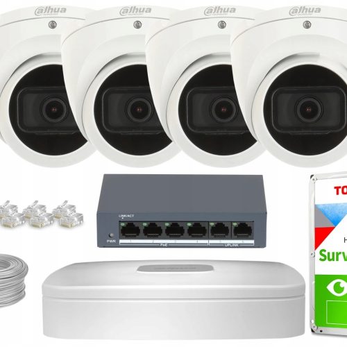 Zestaw monitoringu dom firma kamera IP 4x IPC-HDW1...