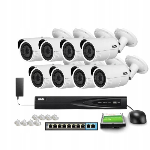 Zestaw monitoringu dom firma kamera 8x BCS-V-TIP45...