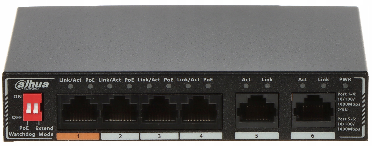 SWITCH POE SG1006P 4-PORTOWY, 4 PoE DAHUA - obrazek 2