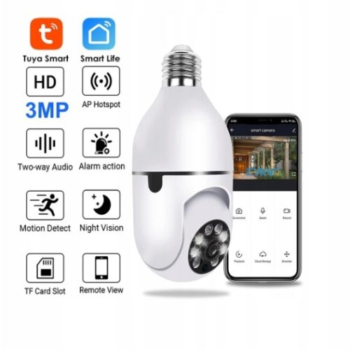 KAMERA WIFI OBROTOWA 3MPX Z GWINTEM E27 APP TUYA
