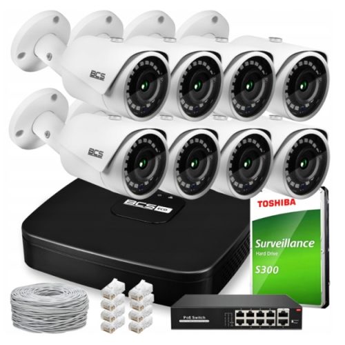 Zestaw do monitoringu dom kamera IP 8x BCS-L-TIP14...