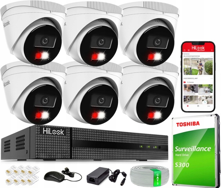 Zestaw monitoringu dom kamera IP 6x IPC-T240HA-LU 4MPx IR 30 m mikrofon