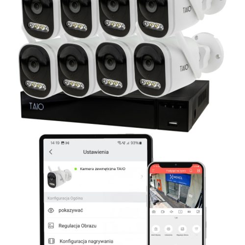 Zestaw 8 kamer do monitoringu|5MPx|Rozmowa dwukier...