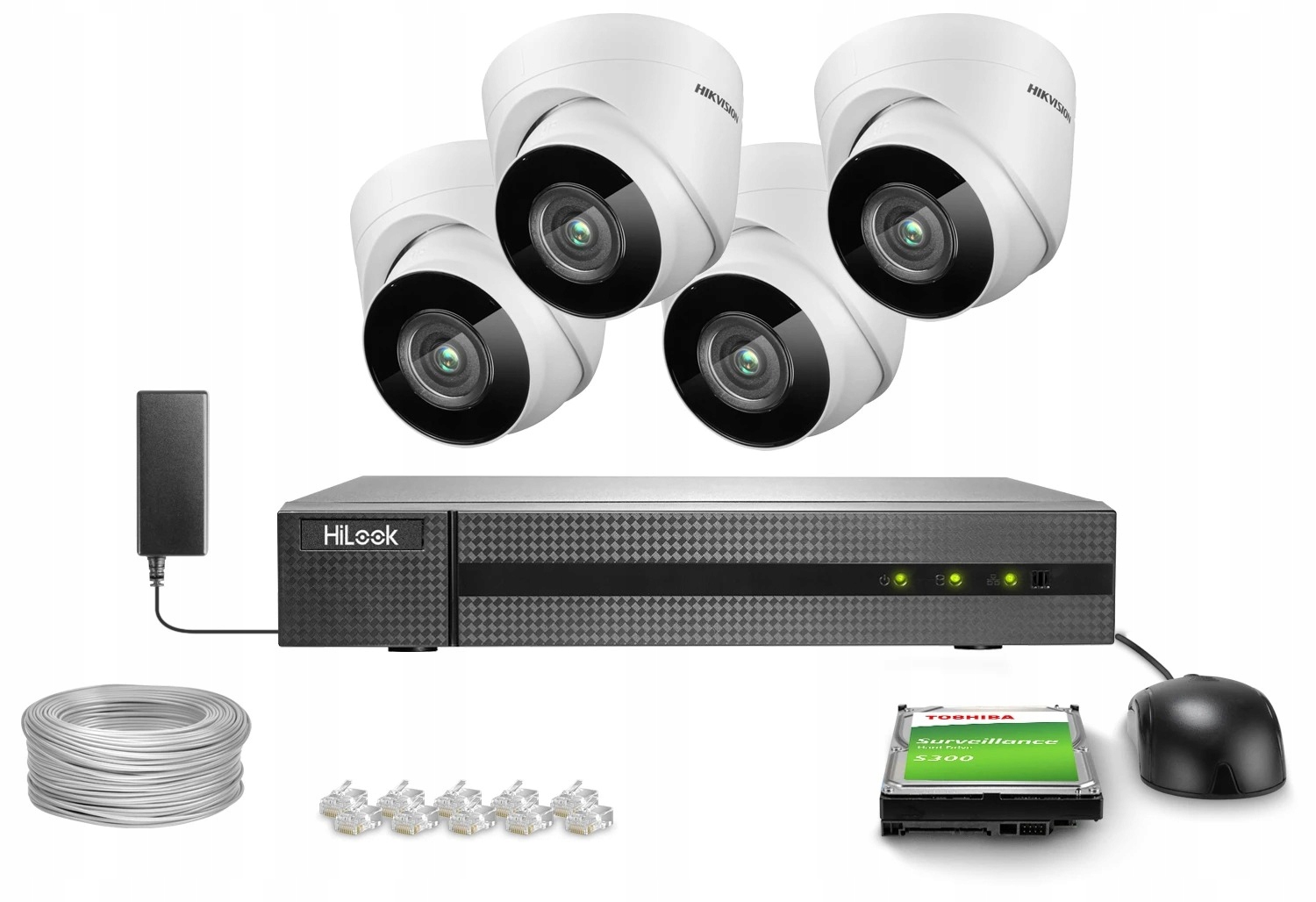 Zestaw do monitoringu IP 4x IPCAM-T4/DS-2CD1341G0-I/PL 4MPx IR30m Hikvision