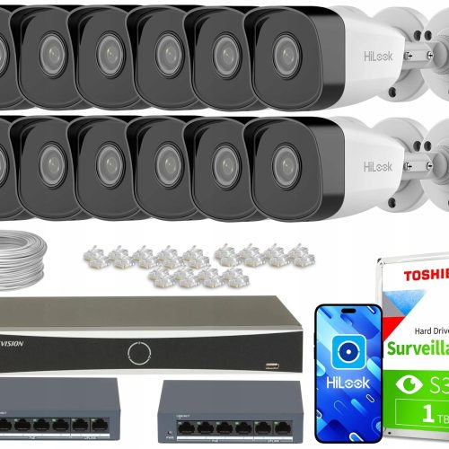 Zestaw monitoringu dom firma kamery 12x IPCAM-B2 F...