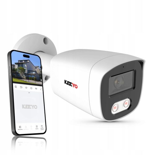 Kamera IP 5MPx 2K+ KEEYO ROI PoE 2.8mm IR25m Funkcje Ai Audio IP67 127°