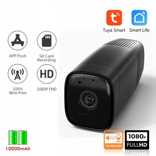 Czarna Kamera WIFI na baterie praca do 12MC