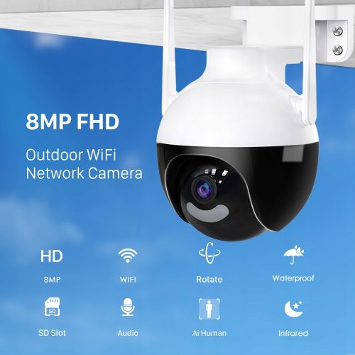 KAMERA ZEWNĘTRZNA OBROTOWA WiFi 5x ZOOM 8MPx 4K