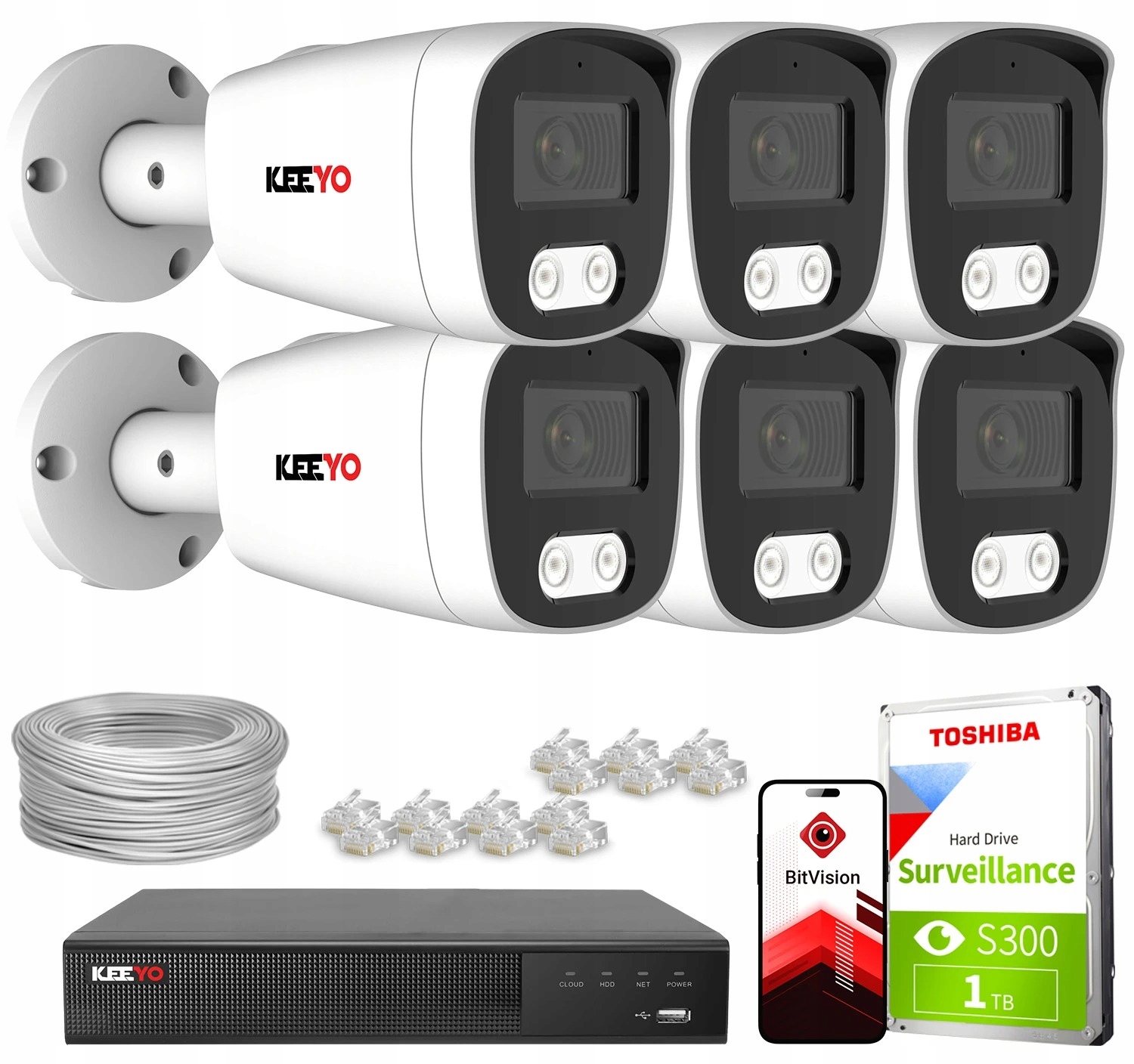 Zestaw monitoringu zewnętrzny IP KEEYO 6x LV-V-IP8M25TF-DL 8Mpx mikrofon