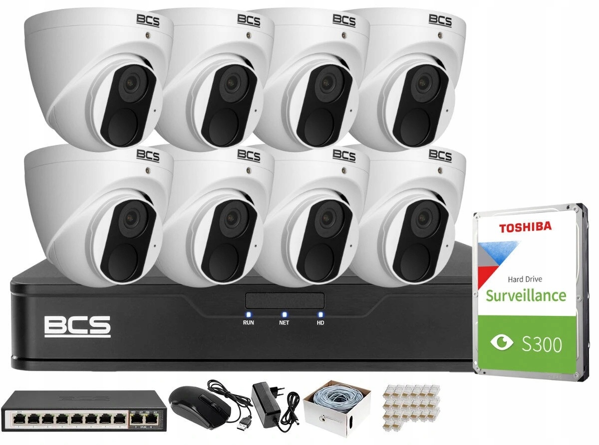 Zestaw monitoringu domu firma kamera 8x BCS-P-EIP15FSR3 5MPx IR 30m