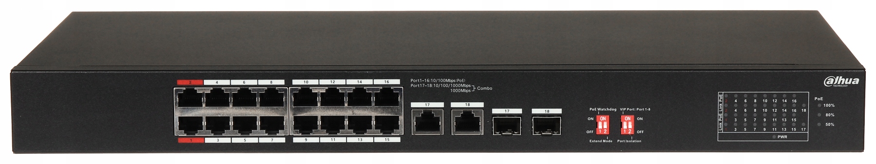 SWITCH PRZEMYSŁOWY POE S3218-16ET-135 16-PORTOWY SFP DAHUA - obrazek 2