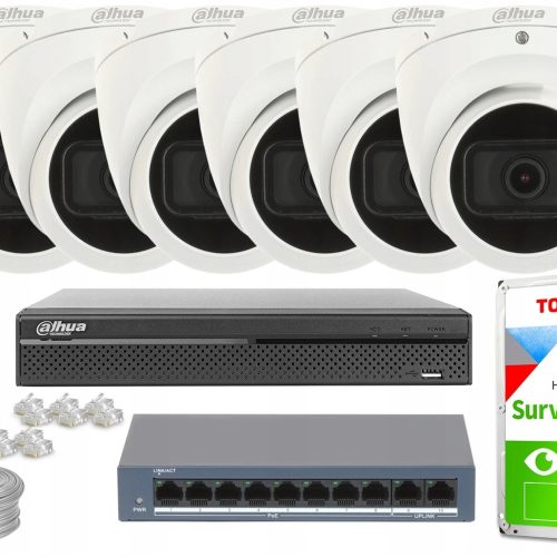Zestaw monitoringu dom firma kamera IP 6x IPC-HDW1...