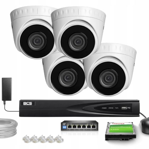 Zestaw monitoringu dom firma kamera IP 4x BCS-V-EI...
