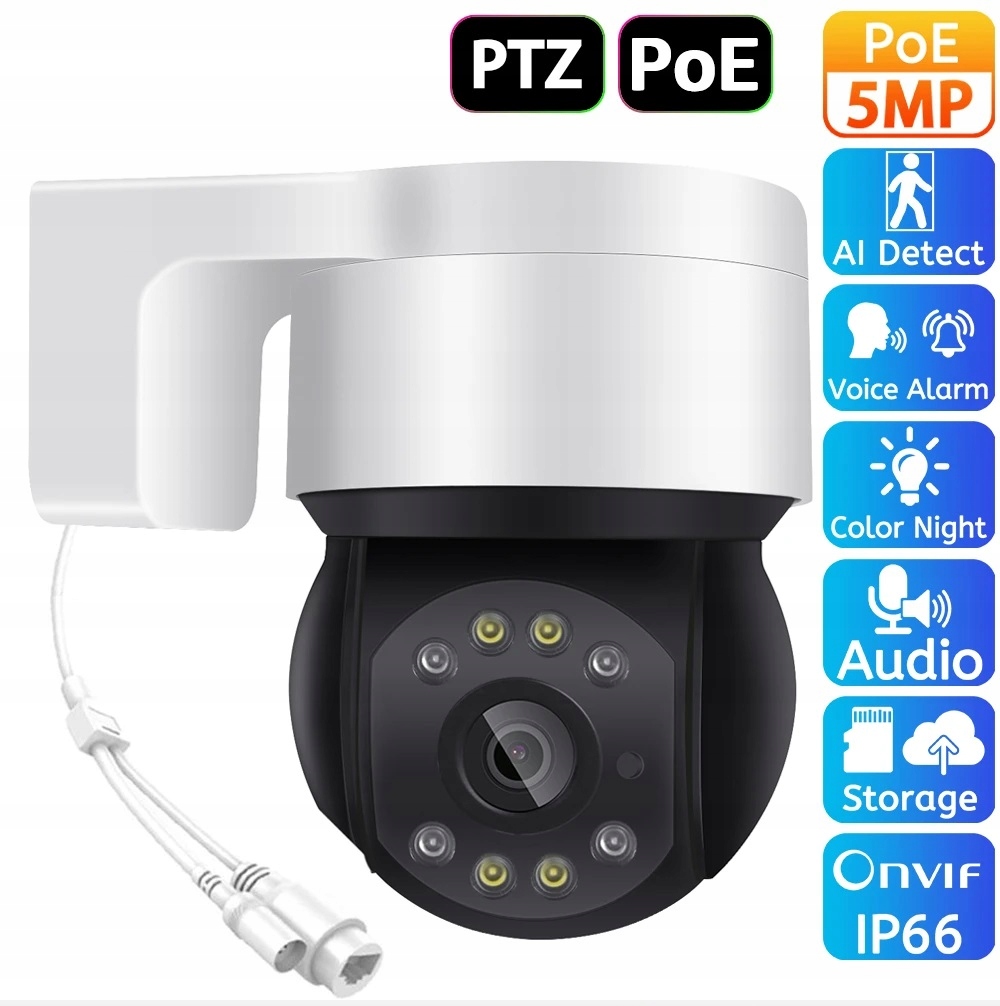 Ultra 5MPx Super Mini kamera zewnętrzna PoE PTZ IP