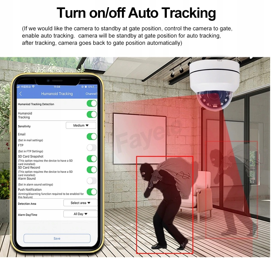 Mini Kamera IP WIFI Obrotowa Bezprzewodowa Zoomx4 - obrazek 5