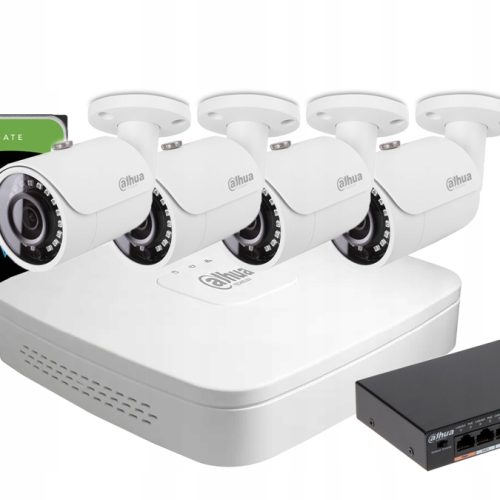 ZESTAW MONITORINGU IP 1TB 4 KAMERY TUBOWE 4MPX