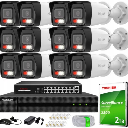 Zestaw do monitoringu Hikvision 12x IPCAM-B4-30DL ...