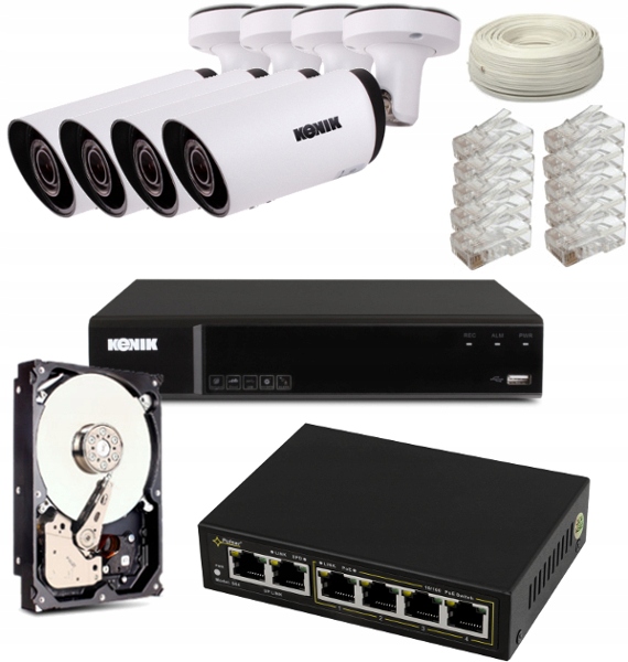 ZESTAW MONITORINGU IP 4 KAMERY 1080P