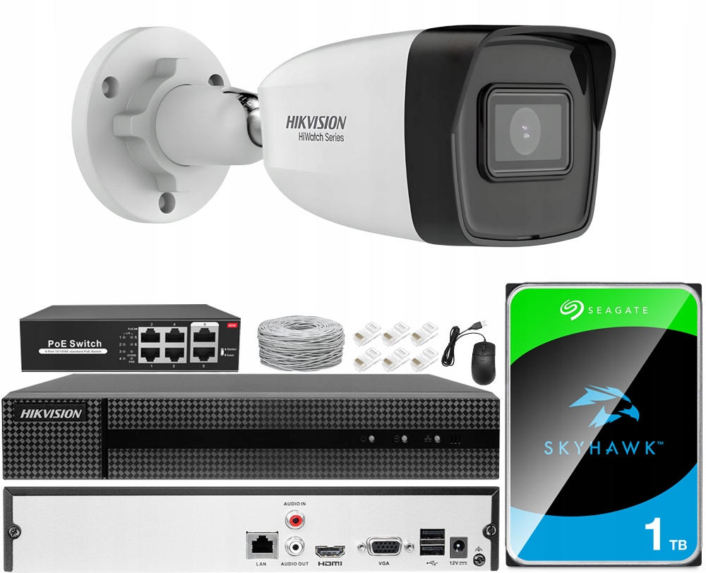 Zestaw do monitoringu Hikvision 1X HWI-B180H + HWI-4104MH