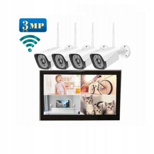 ZESTAW DO MONITORINGU WIFI 4 KAMERY 3MPX LCD NVR