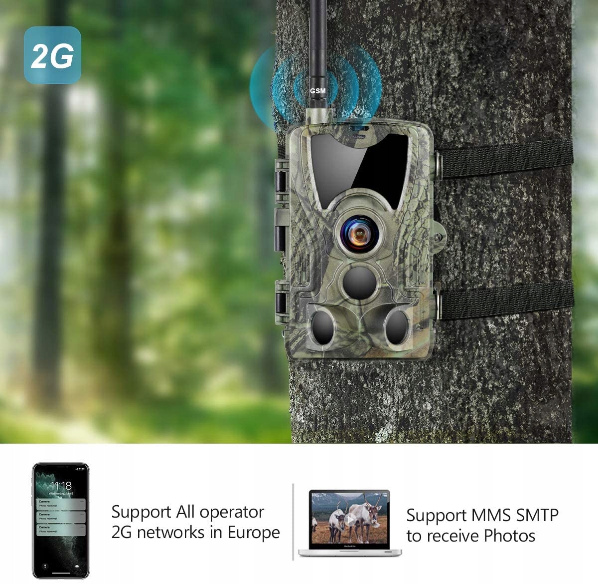 KAMERA LEŚNA FOTOPUŁAPKA 20MPX MMS SMS E-MAIL - obrazek 2