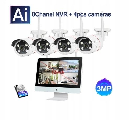 Zestaw Monitoring WiFi FullHD 2MPx 4 Kamery 30M