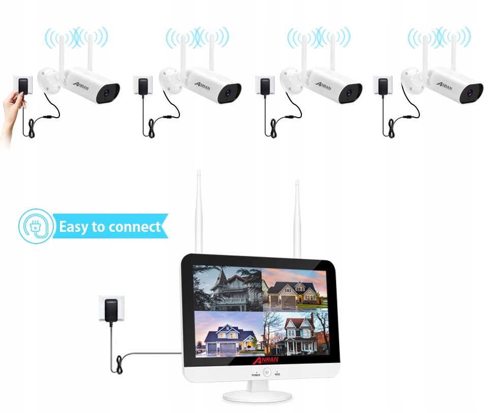 ZESTAW 4 KAMER WIFI Z MONITOREM LCD NVR 2W1 - obrazek 3
