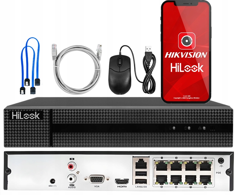 Zestaw do monitoringu HiLook by Hikvision T5 8x PoE KIT 5MPX - obrazek 4